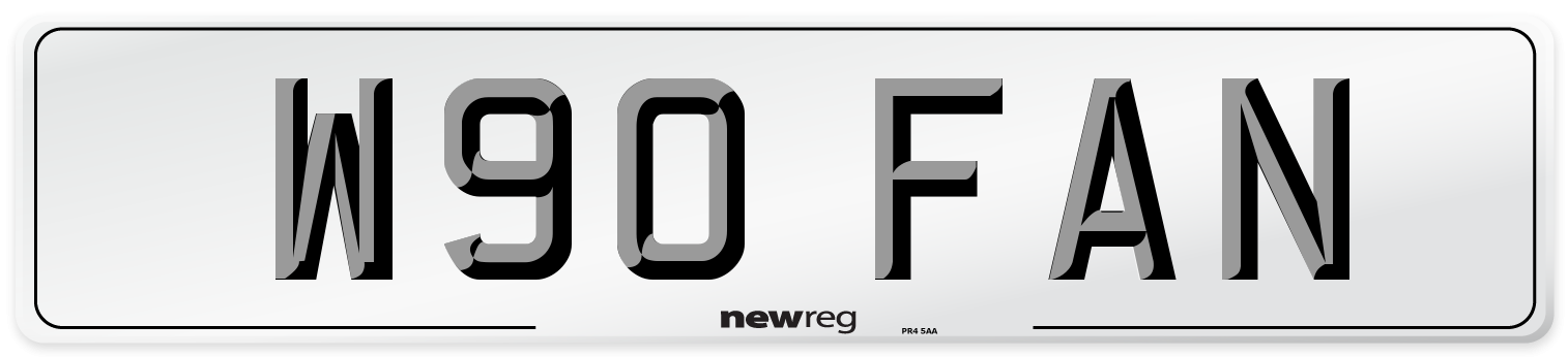 W90 FAN Number Plate from New Reg